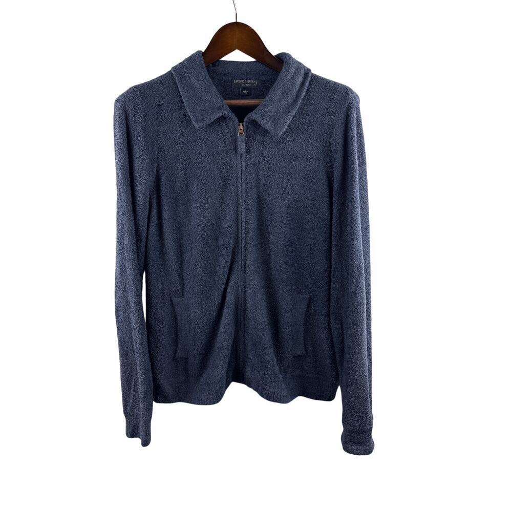 Women’s Barefoot Dreams Large Navy Blue Zip Up Plush Cardigan